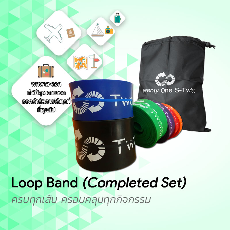 ยางยืดออกกำลังกายแบบห่วง Loop Band Black (Completed Set)