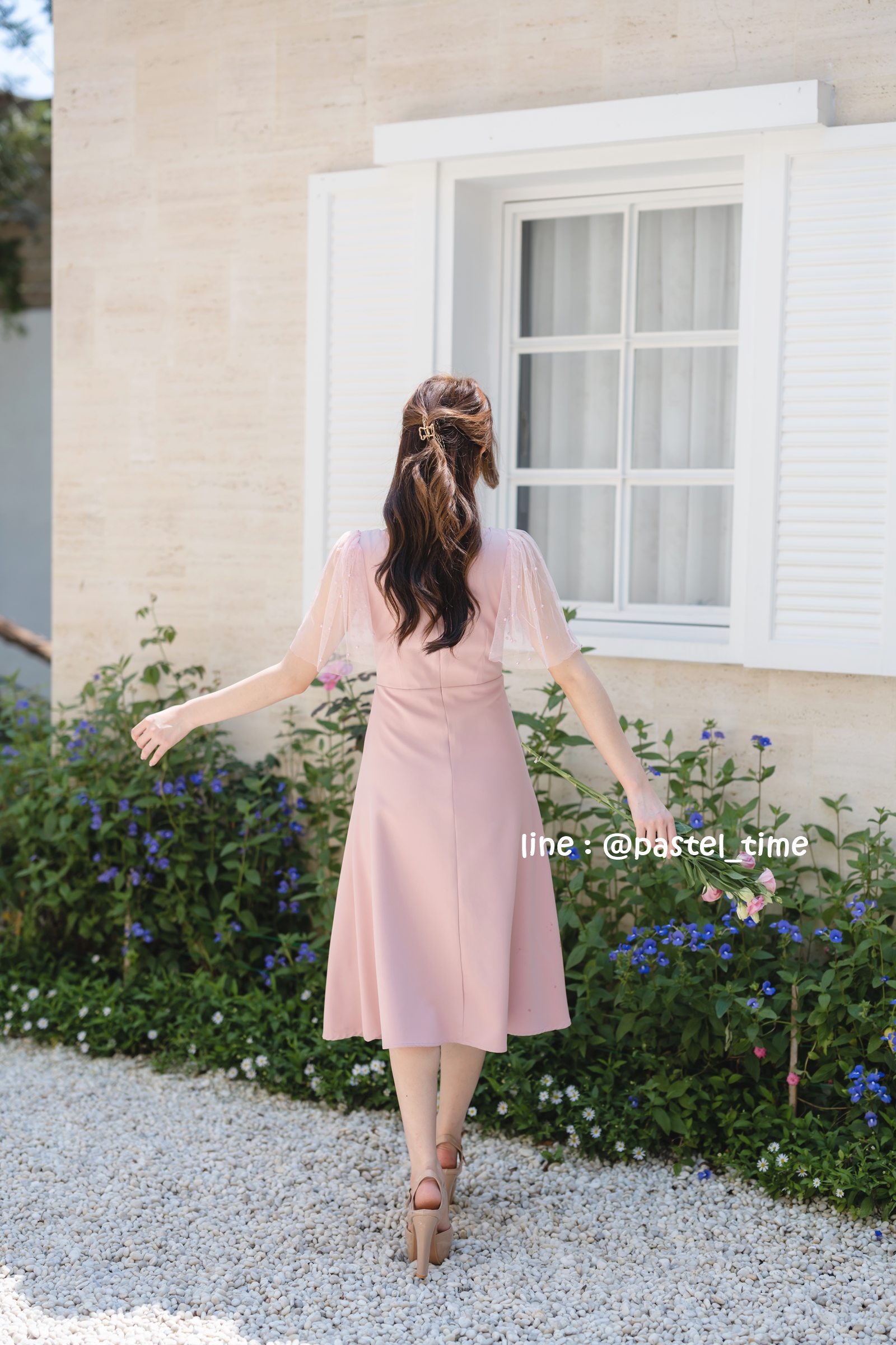 Dear Darling Midi Dress - สีชมพู