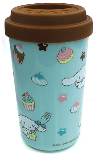 แก้วพลาสติก Cinnamoroll Choco Mint Tumbler สีเขียวมินต์ ฝาเป็นซิลิโคนสีน้ำตาล ขนาด 14 x 8 ซม. ไม่มีวางขายทั่วไป เป็นแบบต้องลุ้นกับทางหน้าร้าน Sanrio ที่ญี่ปุ่นเท่านั้น