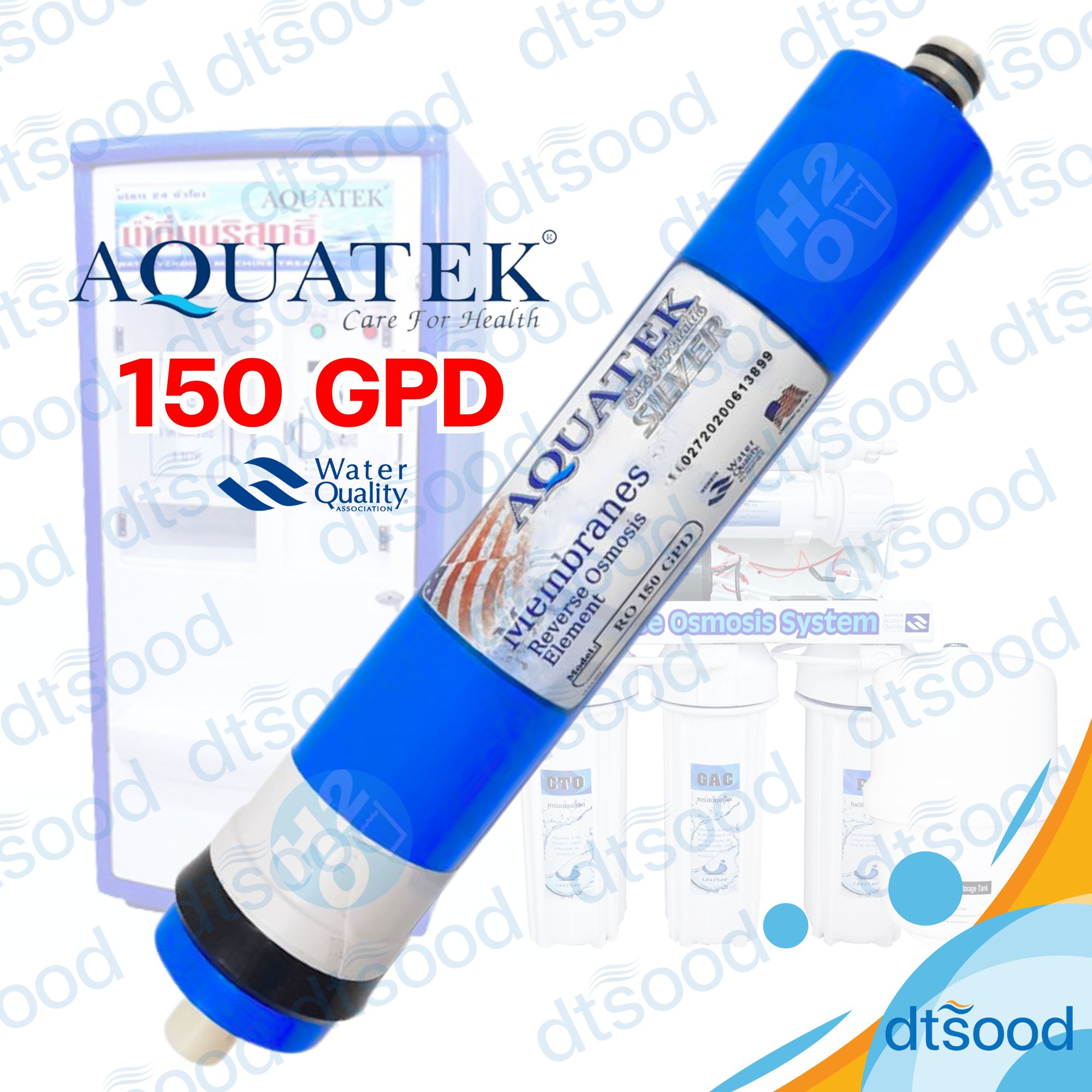 ไส้กรองน้ำ RO Membrane ขนาด 150 GPD ยี่ห้อ Aquatek กรองละเอียด 0.0001 ไมครอน