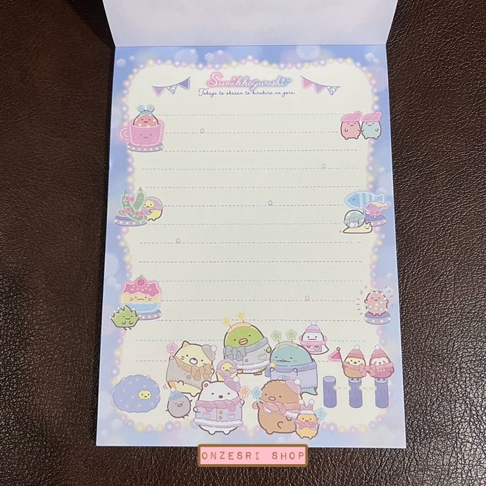 สมุดฉีก Sumikko Gurashi Tokage, Mom and Sparkling Night แบบสีฟ้า ขนาด 14.8 x 10.5 ซม. มี 4 ลาย รวม 100 แผ่น