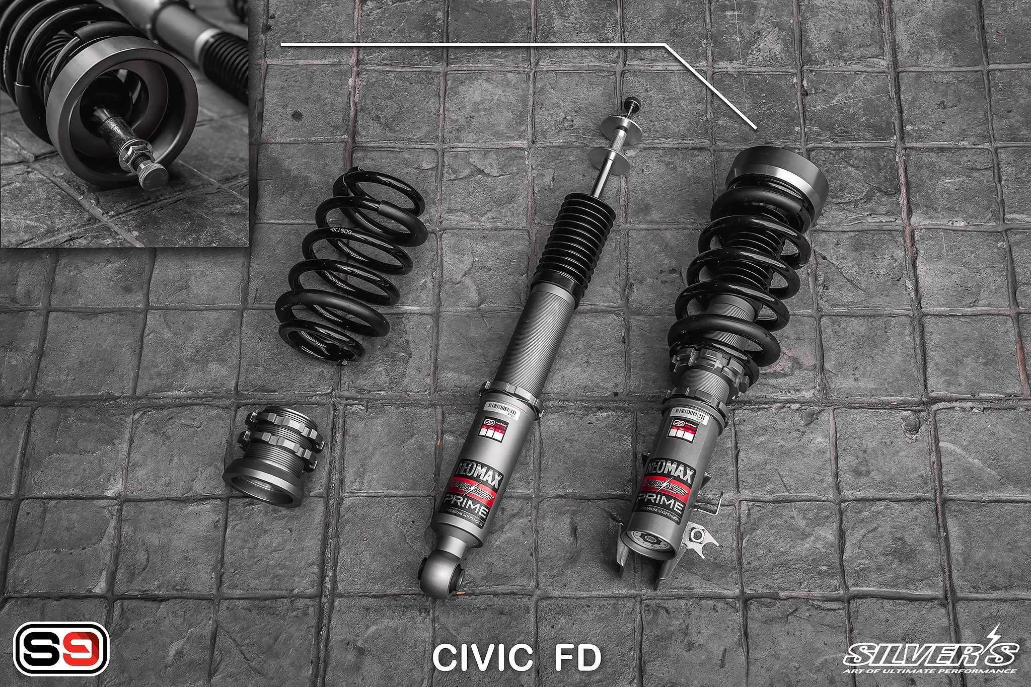 โช้คอัพ Silver’s รุ่น NeoMaxPrime สตรัทปรับเกลียว ใส่ CIVIC FD