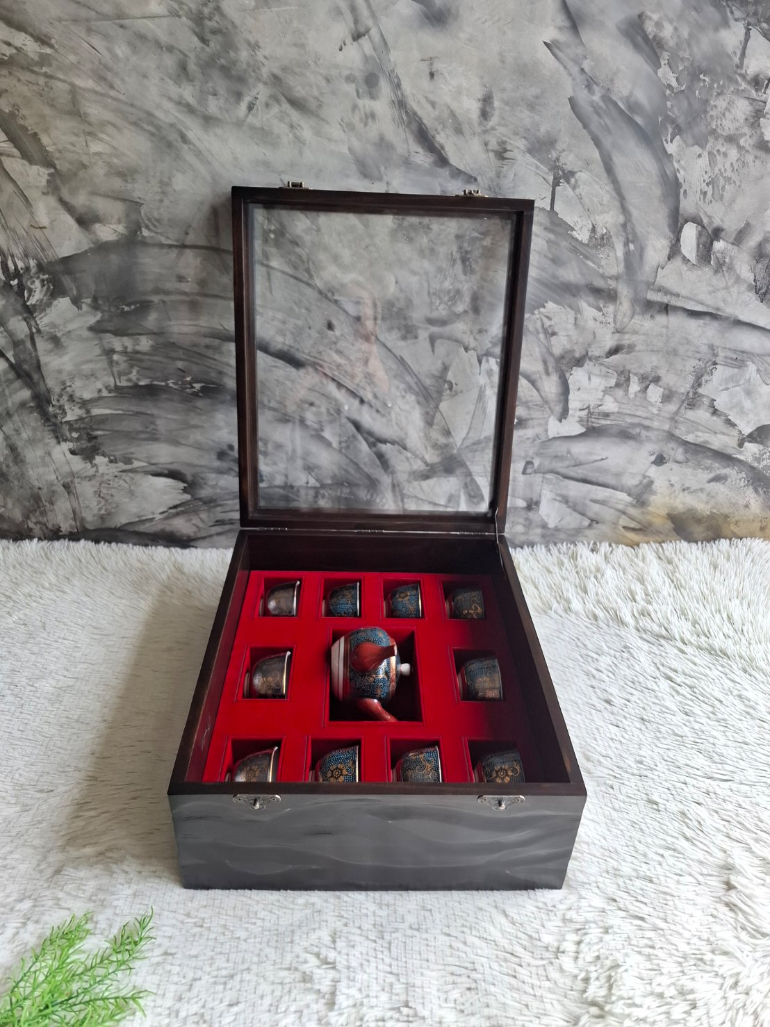 กล่องไม้ใส่ชุดแก้ว