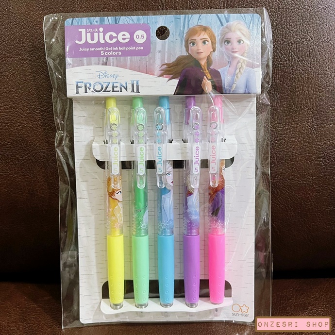 Set ปากกาเจล Pilot Juice ลาย Disney Frozen II จากญี่ปุ่น เป็นสีโทนพาสเทล 5 สี หัว 0.5
