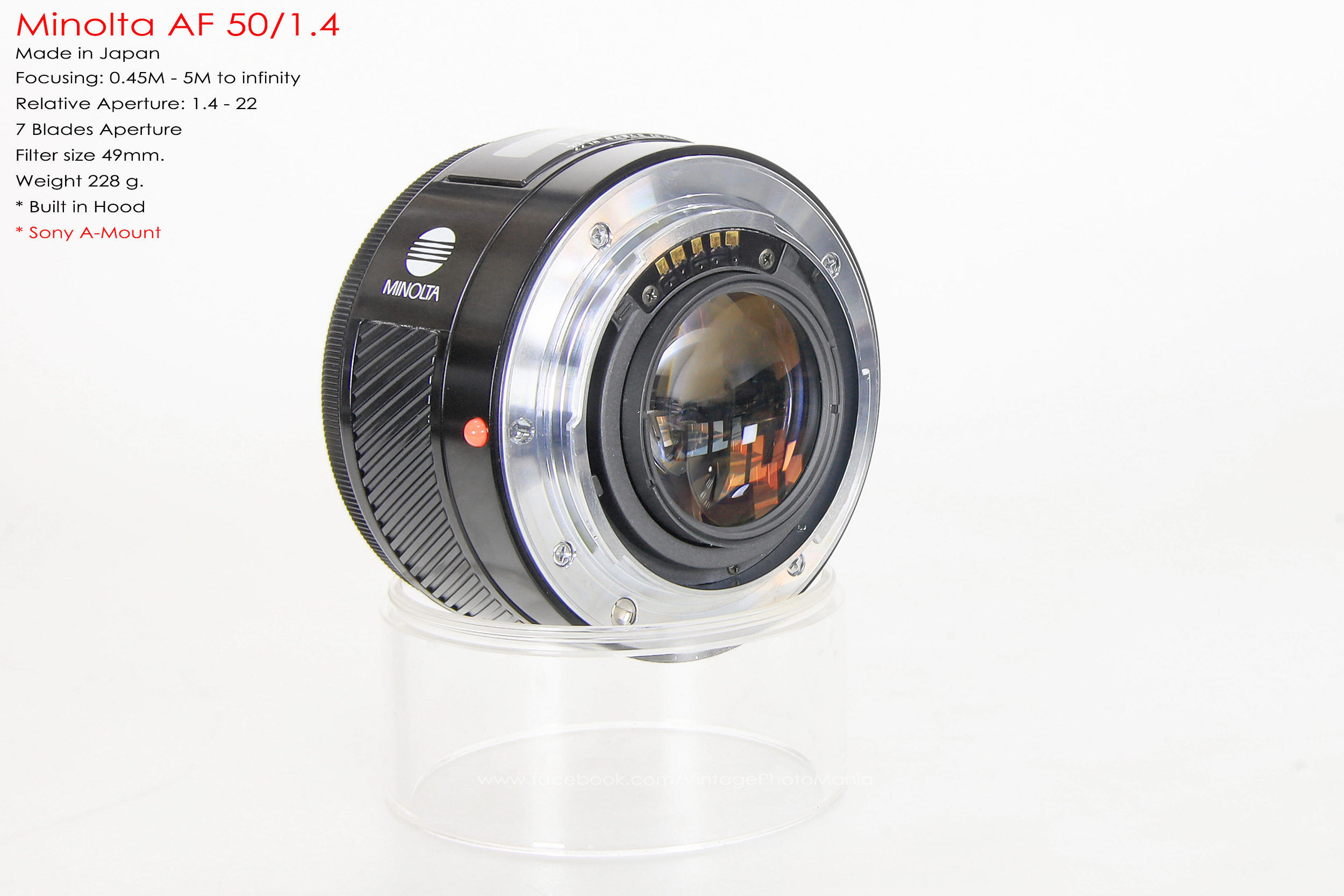 Minolta AF 50/1.4 *Sony A Mount เลนส์ไวแสงละลายฉากหลังสวยสำหรับกล้อง Sony DSLR