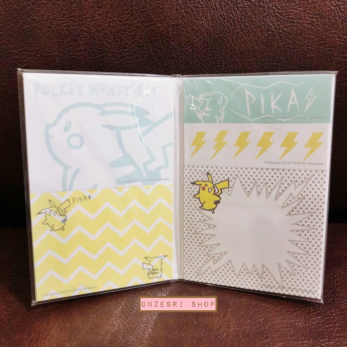กระดาษโน้ตมีกาว Post it / Sticky Note ลาย Pokemon Pikachu สีฟ้า ขนาด 6.5 x 10 ซม. มีกระดาษ 5 ลายในเล่ม