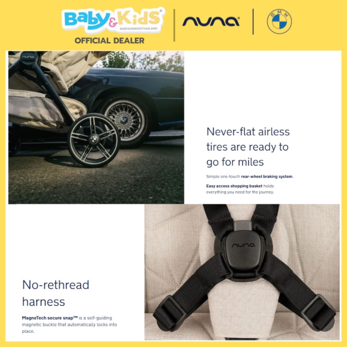 Nuna รถเข็นเด็ก รุ่น trvl lx พับเล็กขึ้นเครื่องบิน เหมาะสำหรับแรกเกิด - 22 kg. BMW สี Mica