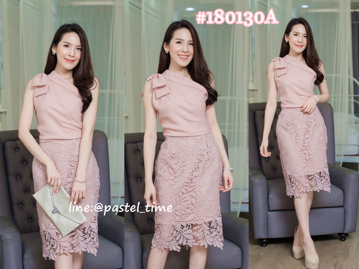 Kenet One Sholder Dress - สีชมพูนู้ด