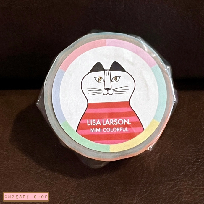 Masking Tape เทปตกแต่ง Lisa Larson จากญี่ปุ่น ลายแมว Mikey แนวตั้ง colorful ม้วนใหญ่ ขนาด 3 x 10 ม.