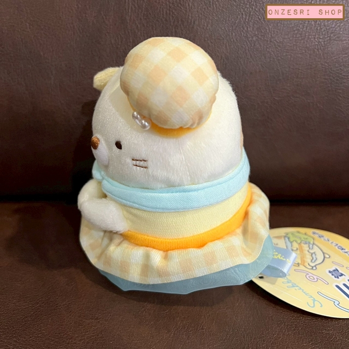 พวงกุญแจตุ๊กตา Tenshi na Ebiten Idol (Limited) แบบ Neko ชุดสีเหลือง ขนาด 10 x 8 x 7 ซม. ไม่มีขายทั่วไป เป็นแบบต้องลุ้นกับทางหน้าร้าน San-X ที่ญี่ปุ่นเท่านั้น