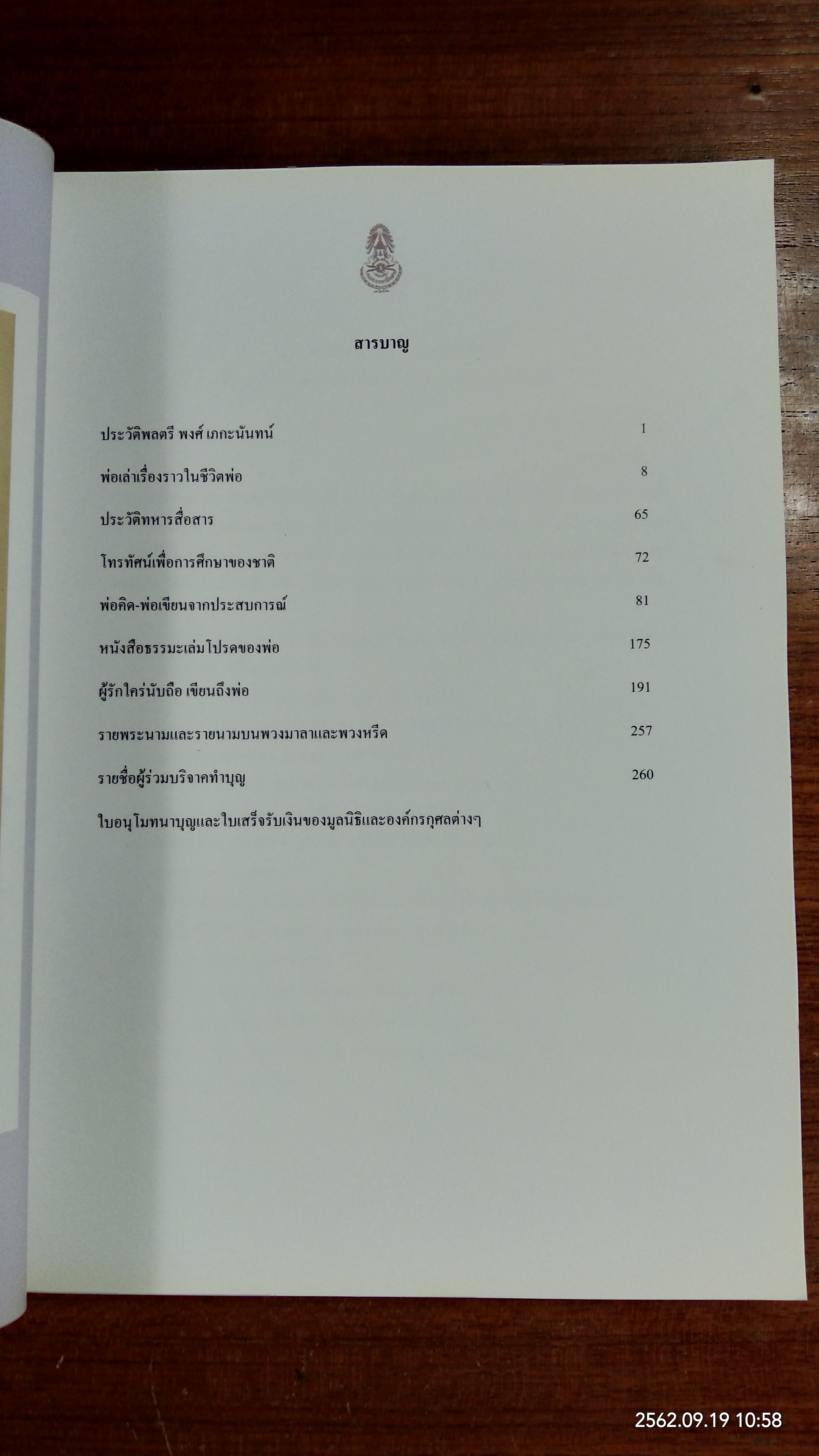 อนุสรณ์ในงานพระราชทานเพลิงศพ พลตรี พงศ์ เภกะนันทน์