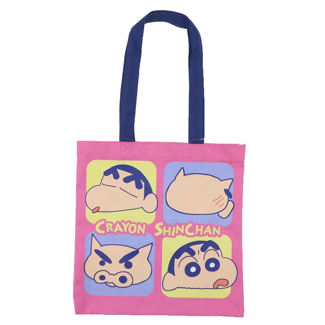 กระเป๋า Crayon Shinchan Colorful จากญี่ปุ่น ลาย Buriburizaemon สีชมพู ขนาด 35 x 35 ซม.