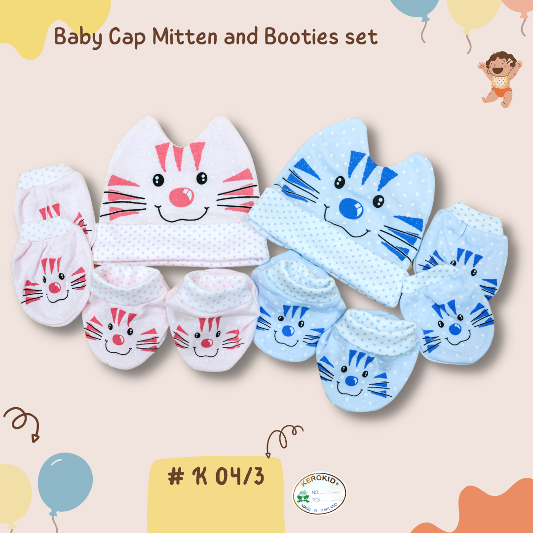 Bonet Mitten Booties ชุด 3 ชิ้นหน้าแมว