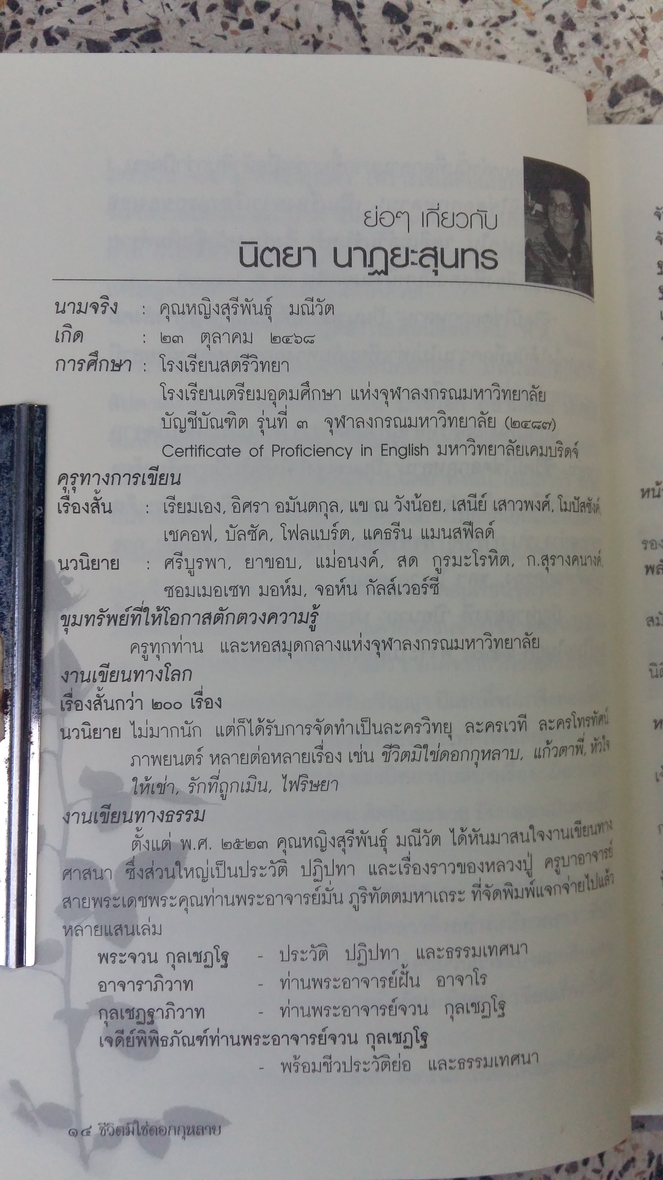 นวนิยายเรื่องยาวขนาดกะทัดรัดเรื่องแรก ชีวิตมิใช่ดอกกุหลาบ / นิตยา นาฏยะสุนทร