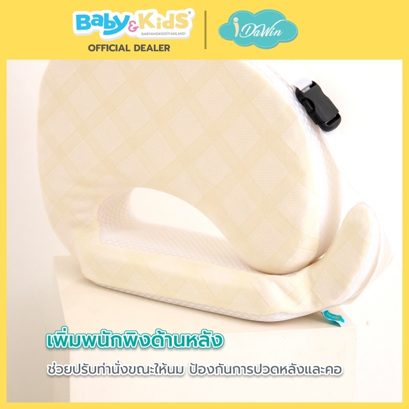 idawin หมอนรองให้นม Nursing memory foam pillow Bamboo สก๊อตชมพู