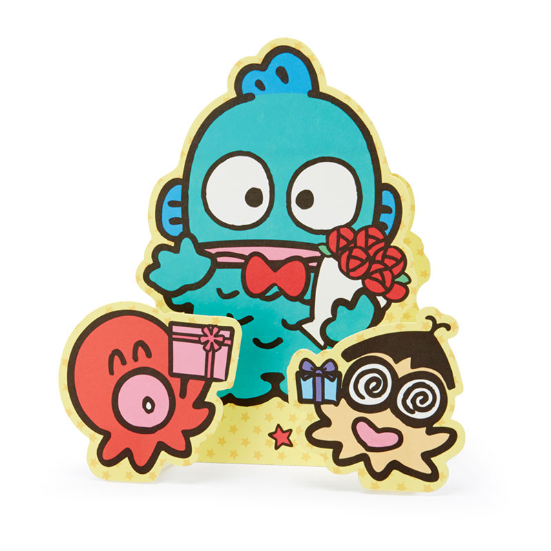 การ์ดเปล่า Sanrio & Seal Card แบบ Hangyodon สามารถเขียนด้านในได้ มีสติกเกอร์น่ารักให้แปะได้ 1 แผ่น มาพร้อมซองลายน่ารักเข้ากัน ขนาดประมาณ 16.2 x 11 ซม.