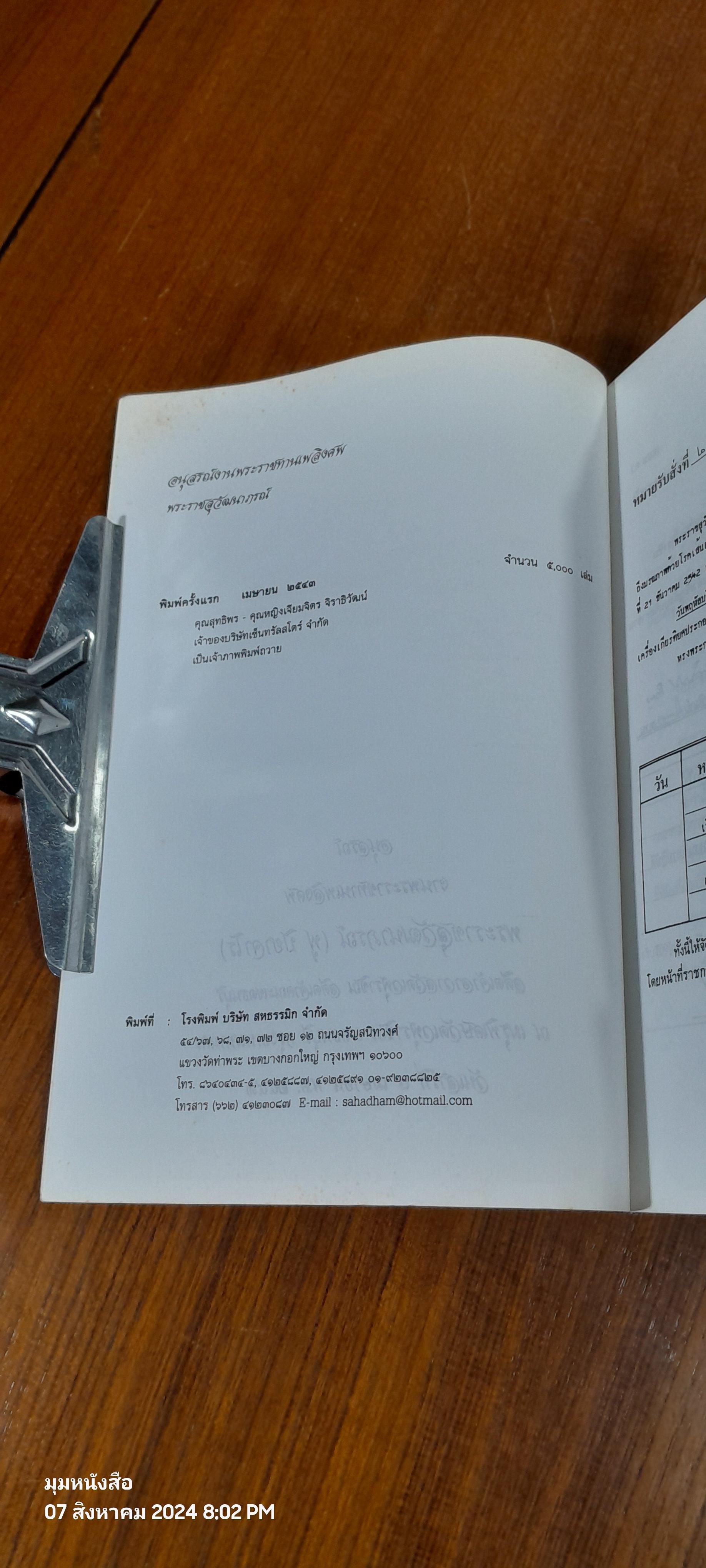 อนุสรณ์ในงานพระราชทานเพลิงศพ พระราชสุวัฒนาภรณ์ (ฟู ปิยาจาโร)