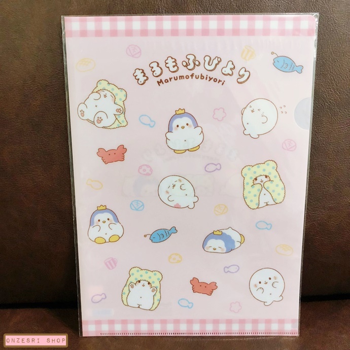 แฟ้ม A4 Marumofubiyori หมีผ้าห่มจาก Sanrio ลายสีชมพูอ่อน
