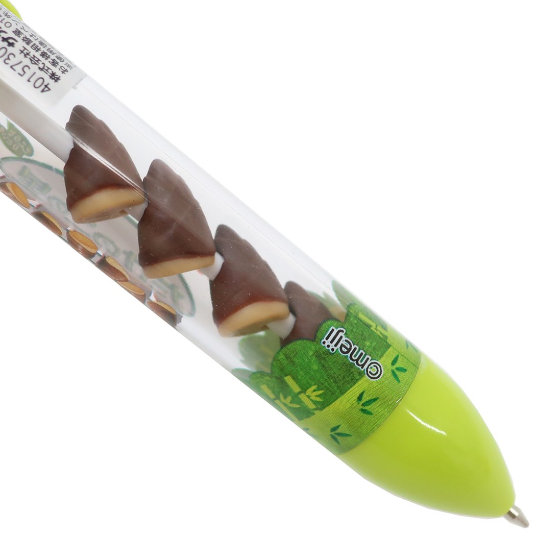 ปากกาหมึกดำ meiji Pen x Kinoko no Yama ด้านในทำเป็นเหมือนขนม กลิ้งขึ้นลงได้ น่ารักมาก