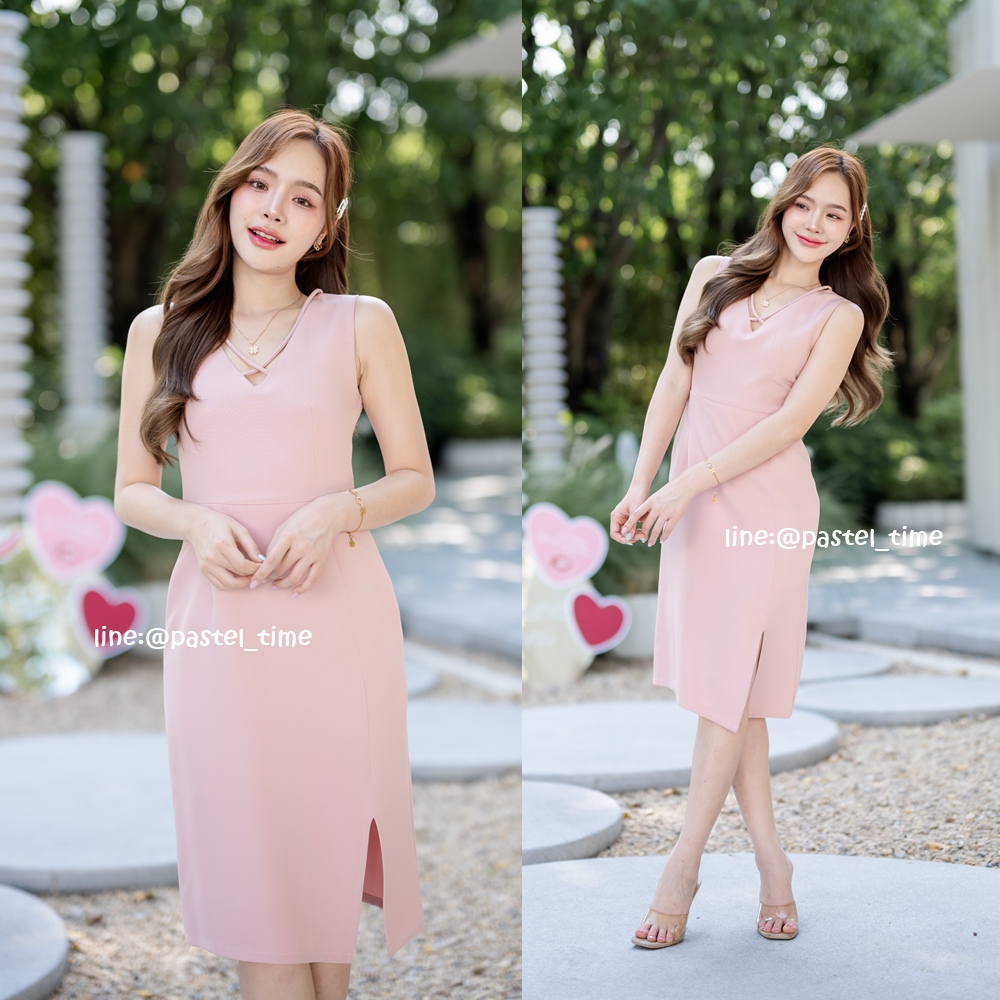 Criss Cross Dress : สีชมพู [Made by Pastel Time]