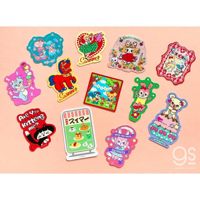 Swimmer Vinyl Mini Sticker จากญี่ปุ่น เป็นสติกเกอร์กันน้ำสีสดใส แบบเล็ก ใช้ตกแต่งสิ่งต่าง ๆ ได้ ทนทาน มีหลายแบบให้เลือก