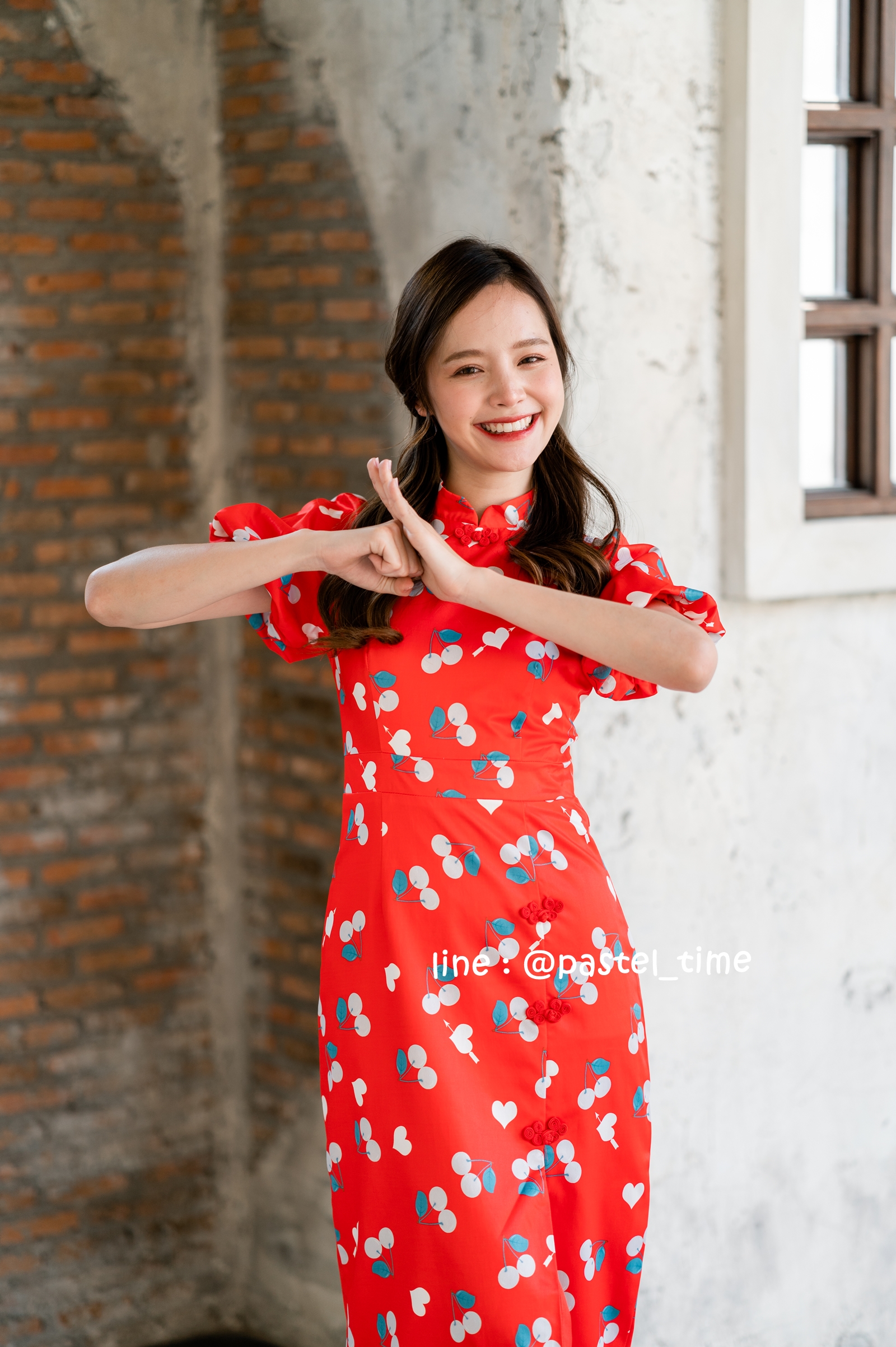 Cherry Ang Pao Dress เดรสกี่เพ้าคอจีนสีแดง