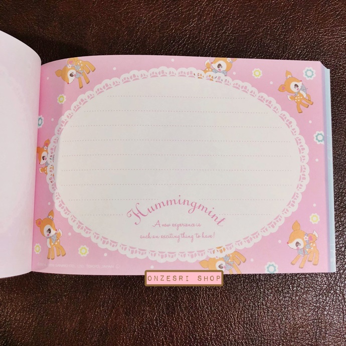 สมุดฉีกลายกวางน้อย Hummingmint สีชมพู จาก Sanrio Japan ขนาด 10.4 x 14.5 ซม. มี 4 ลาย รวม 100 แผ่น