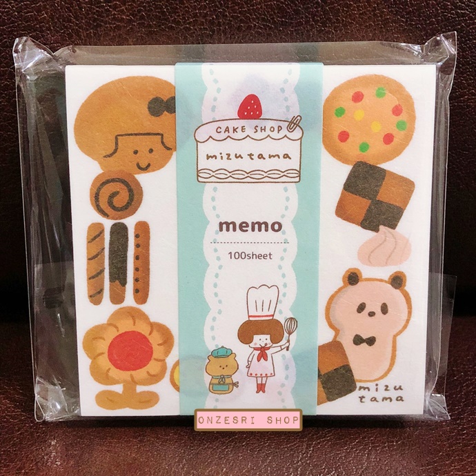 กระดาษโน้ต Memo mizutama Japan คอลเลกชั่น Cake Shop แบบ Cookie สีขาว ขนาด 7.5 x 7.5 ซม. มี 100 แผ่น