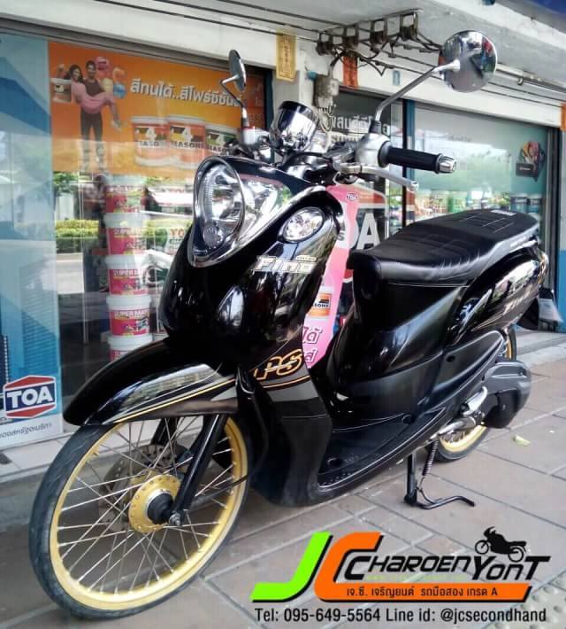 รถดำดี มีสเน่ห์ YAMAHA FINO ลาย PS รถปี 56 (เกย์แยก,หัวเงา) เครื่องดีเงียบ แน่นๆ ขับขี่ดี ตอบสนองดี ชุดสีสวยทั้งคันเงาแว๊บ สีดำตัดทองสวยมากๆ