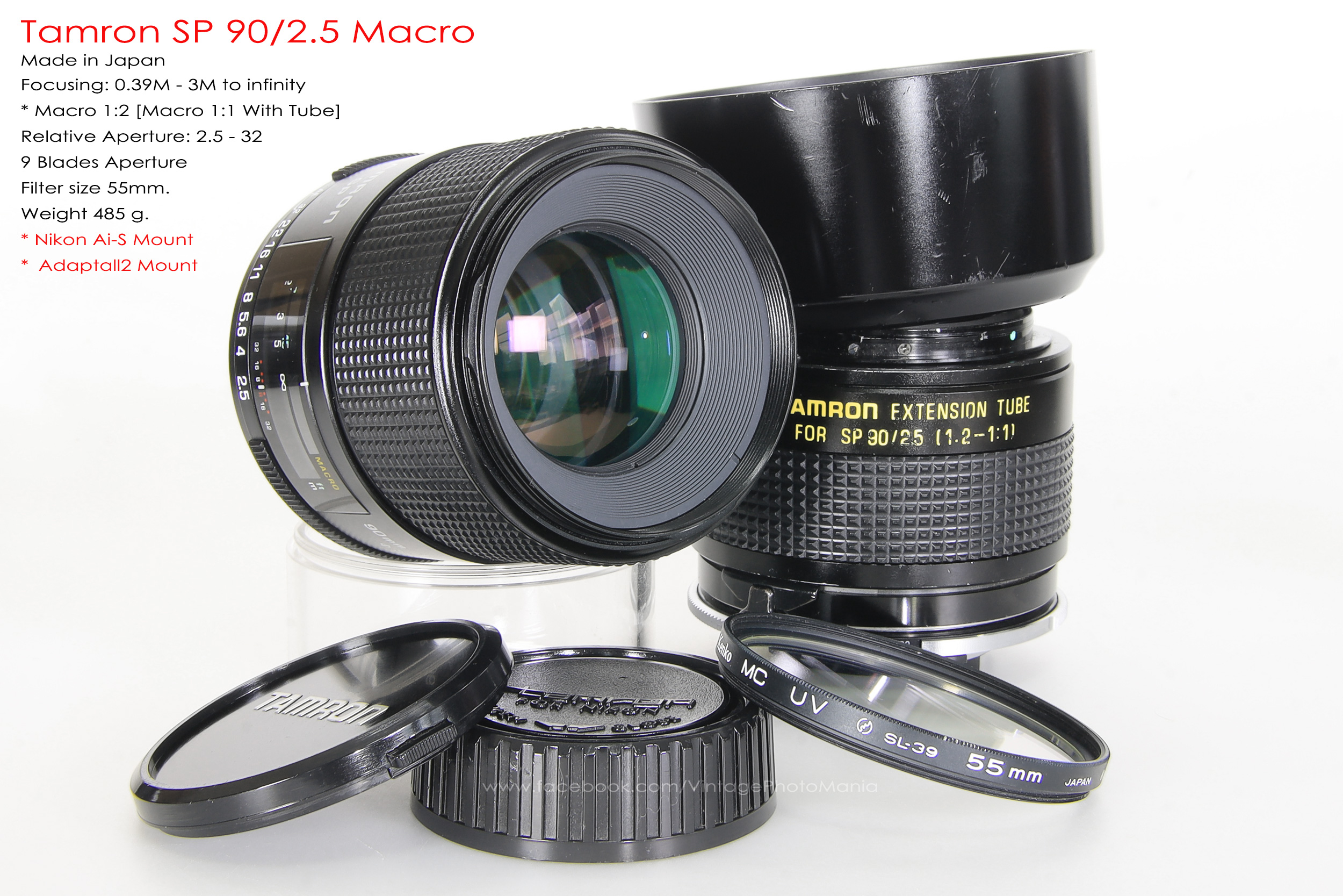 Tamron SP 90/2.5 Macro+Tamron Tube *Nikon Ai-S Mount เลนส์พรอตเทรตมาโครเอฟกว้าง