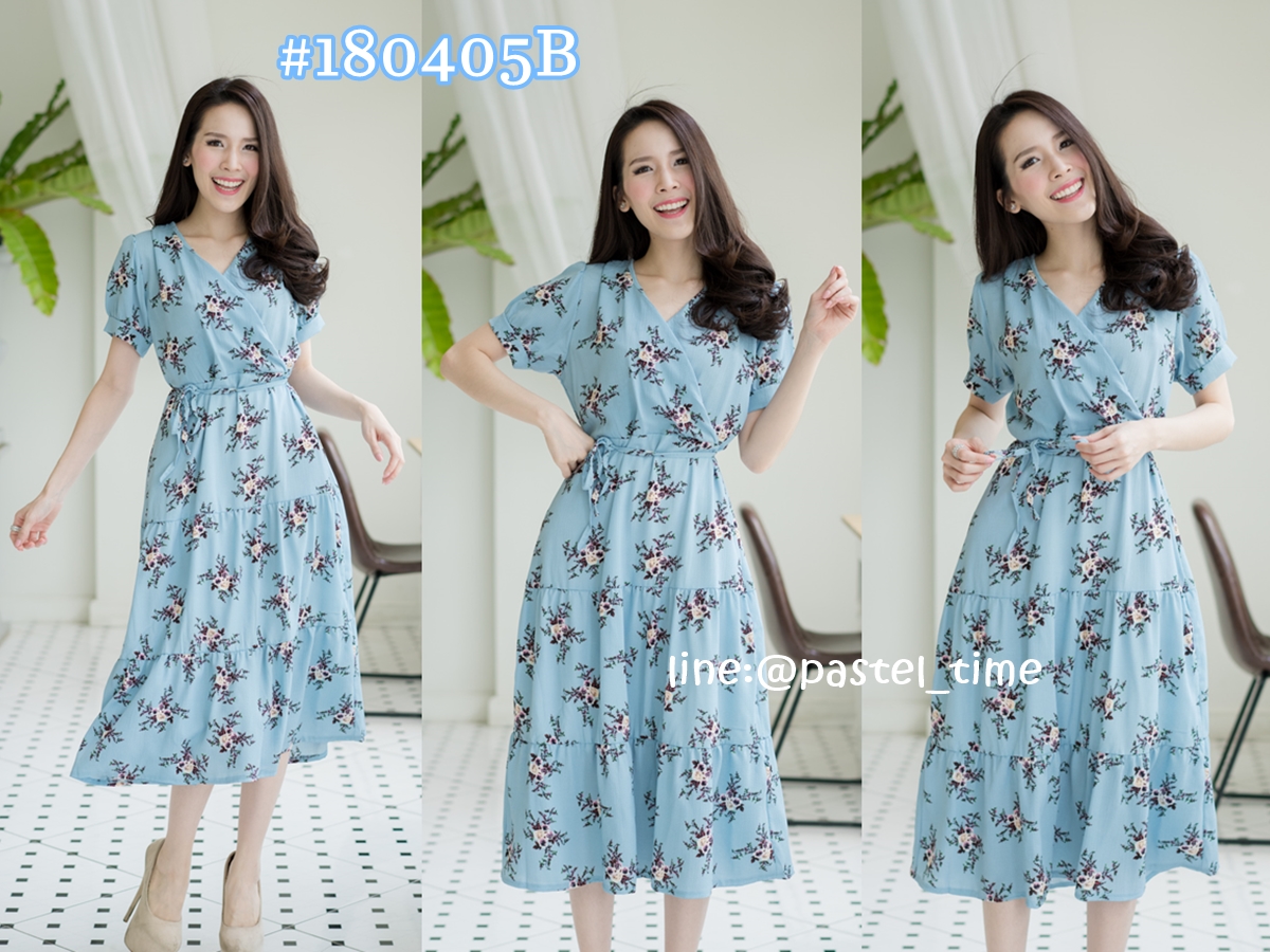 La Ana Floral Maxi Dress – สีฟ้า