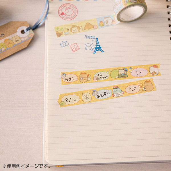 เซ็ต Chara Tape ลาย Sumikko Gurashi Travel กล่องสีฟ้า เป็นเทปตกแต่ง 3 ลาย ขนาดม้วนละ 1.5 ซม. x 5 ม.