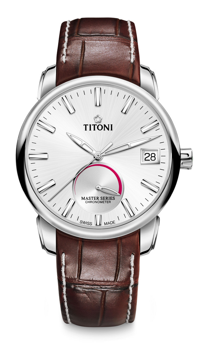 TITONI MASTER SERIES Power Reserve รุ่น 94388 S-ST-578 (หน้าขาว Sunray สายหนัง) ประกันศูนย์ไทย
