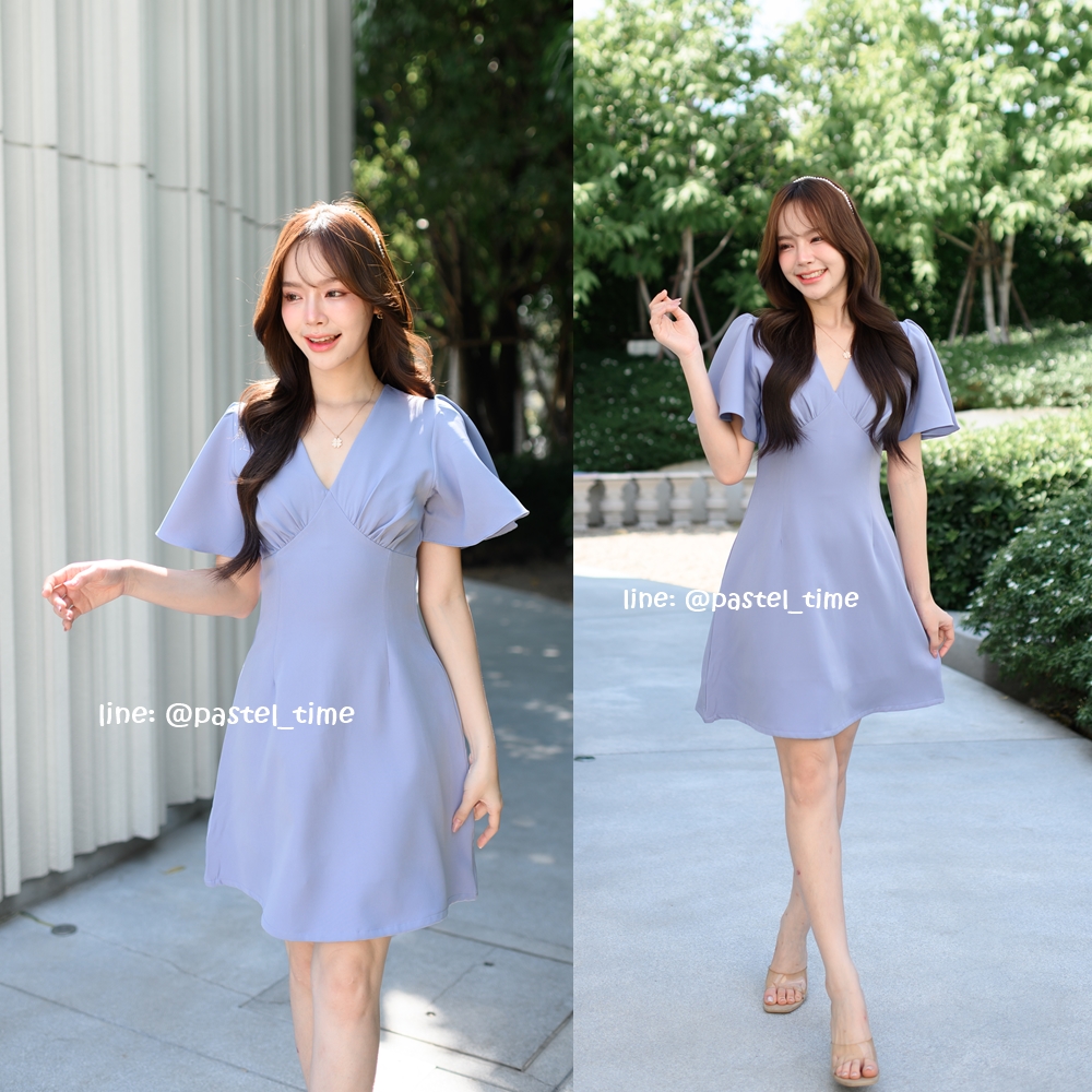 Sassy Flare Dress : สีฟ้าคราม