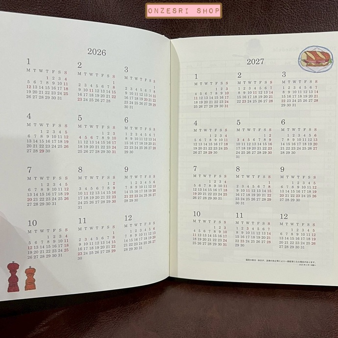 สมุด 2026 Schedule Book เล่มหนา B6 ลาย Yusuke Yonezu - Dog ปกแข็ง ขนาด 13.5 x 18.8 x 1.3 ซม. (144 หน้า) มีให้จดตั้งแต่เดือน 12/2025 - 12/2026 เป็นปฎิทินแบบ monthly & weekly