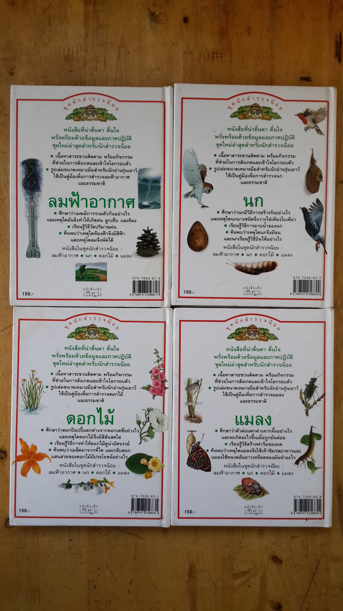 ชุดนักสำรวจน้อย : ลมฟ้าอากาศ นก ดอกไม้ แมลง (1ชุด4เล่ม-ปกแข็ง) / หนังสือเด็ก รักลูก