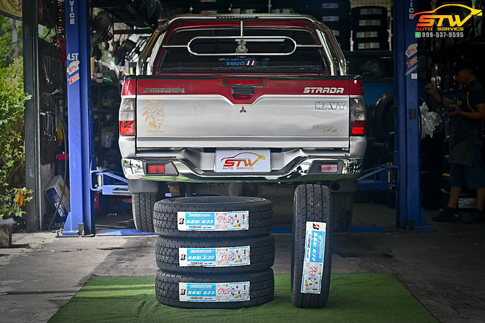 เปลี่ยนยาง MITSUBISHI STRADA BRIDGESTONE LEO 677 195R14 106/104P