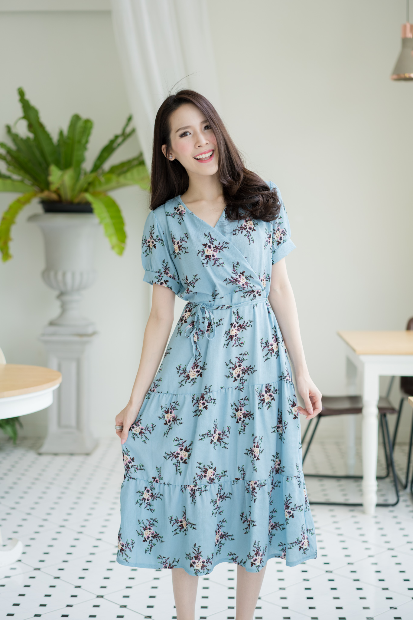 La Ana Floral Maxi Dress – สีฟ้า