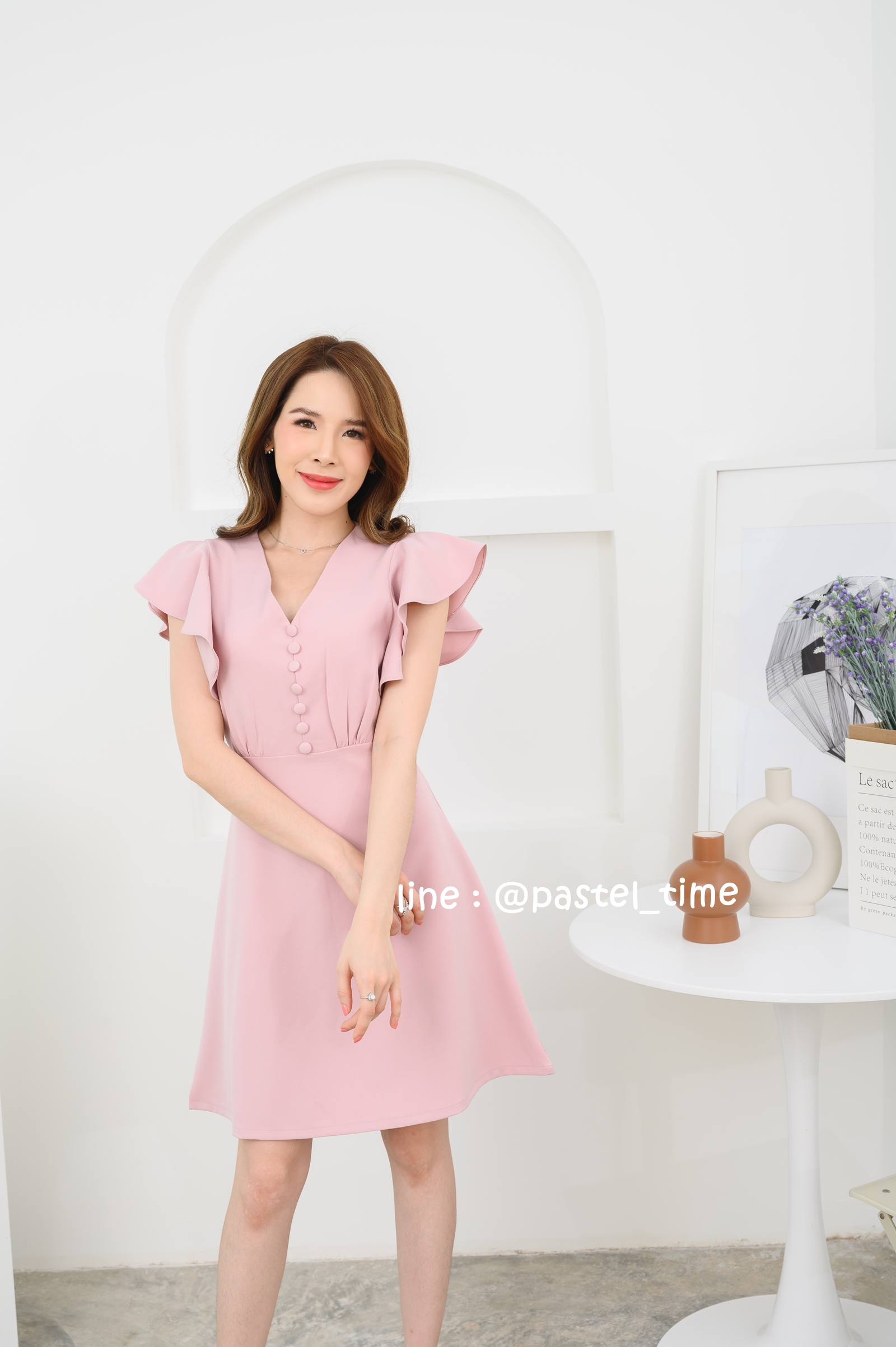 Sherlyn Dress - สีชมพู