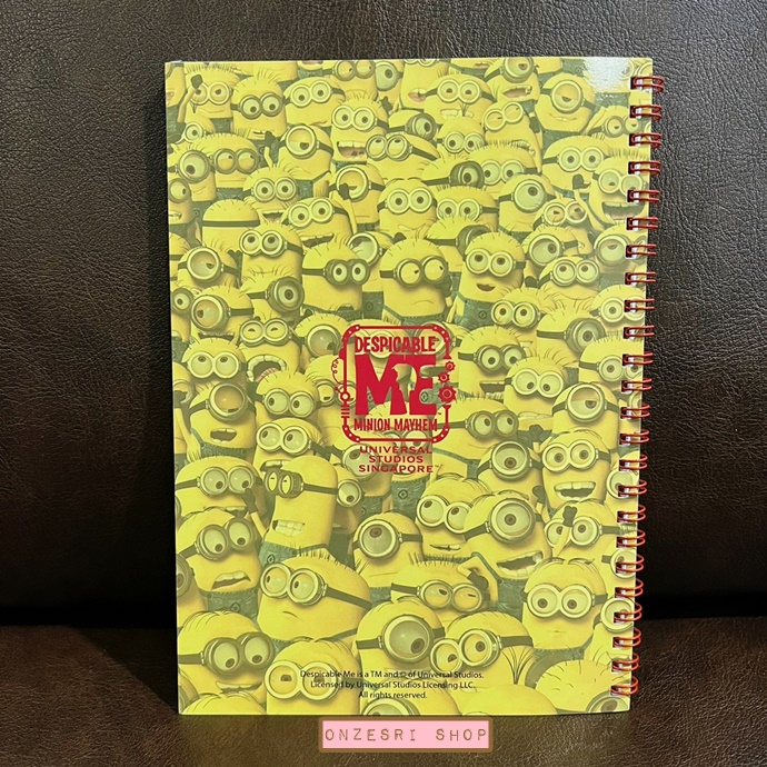 สมุดริมลวด Minion ลาย 1 in a Minion ขนาด 15 x 21 ซม. มี 100 หน้า มีจำหน่ายใน Universal Studios Singapore เท่านั้น