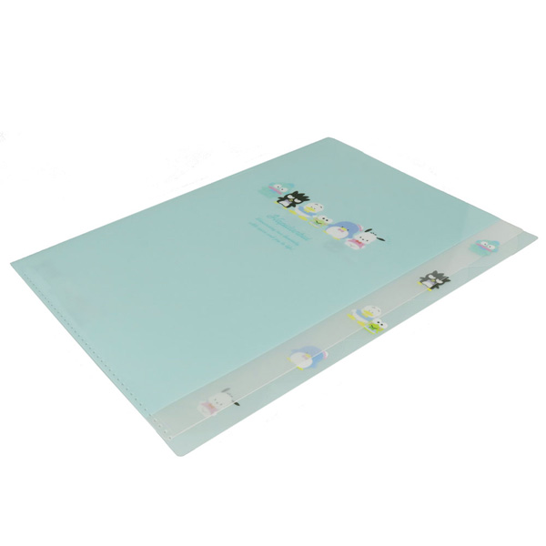 แฟ้ม A4 Sanrio Hapidanbui สีฟ้า แยกใส่เอกสารได้ 5 ช่อง ตรงที่คั่นแต่ละช่อง เป็นแบบตัวการ์ตูนน่ารัก ๆ