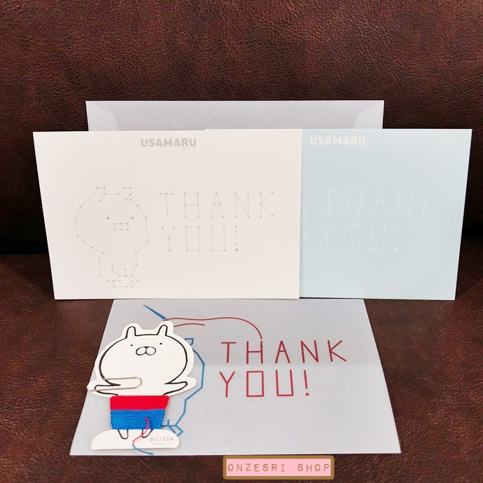 Usamaru Thank You Card From Japan คาแรกเตอร์สติกเกอร์ไลน์จากญี่ปุ่น การ์ดขอบคุณแบบปักเองได้ มาพร้อมซอง ขนาด 16 x 11.5 ซม.