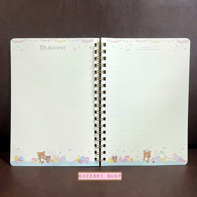 สมุดริมลวด Rilakkuma Niko Niko Happy for You สีฟ้า ขนาด B6 (18 x 12.5 ซม.) 120 หน้า