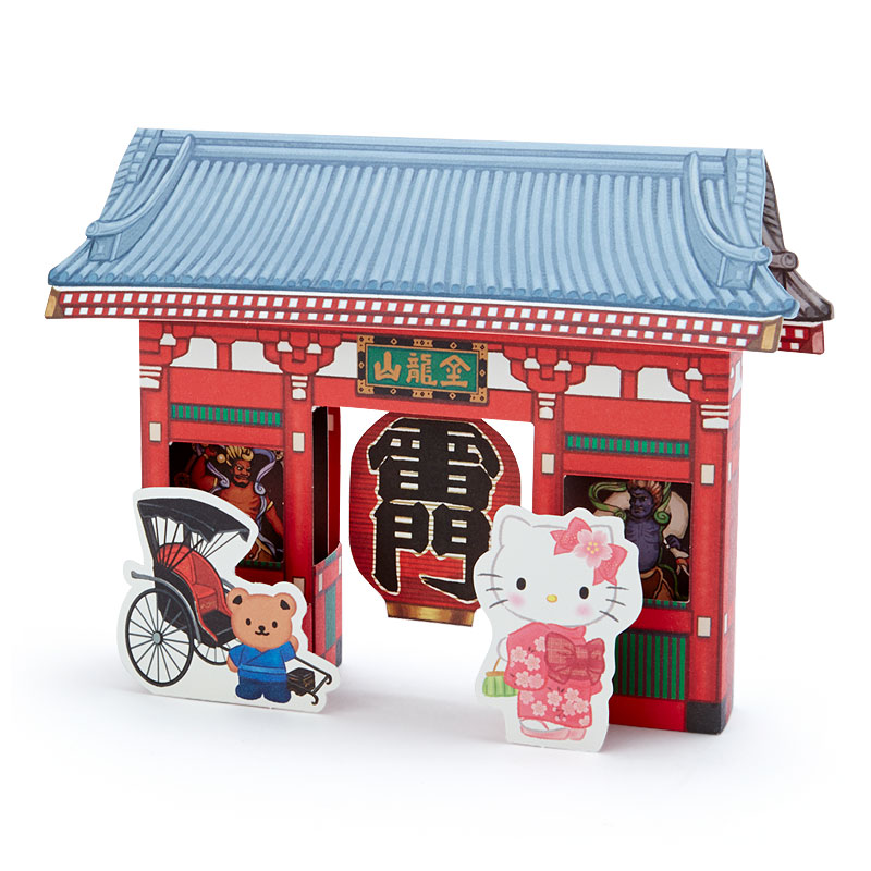 Sanrio Card - Pop up ลาย Hello Kitty Asakusa Kaminarimon (Japan Limited) ด้านบนเขียนได้ มาพร้อมซองลายน่ารัก ขนาดก่อนกาง 17.5 x 12.5 ซม.