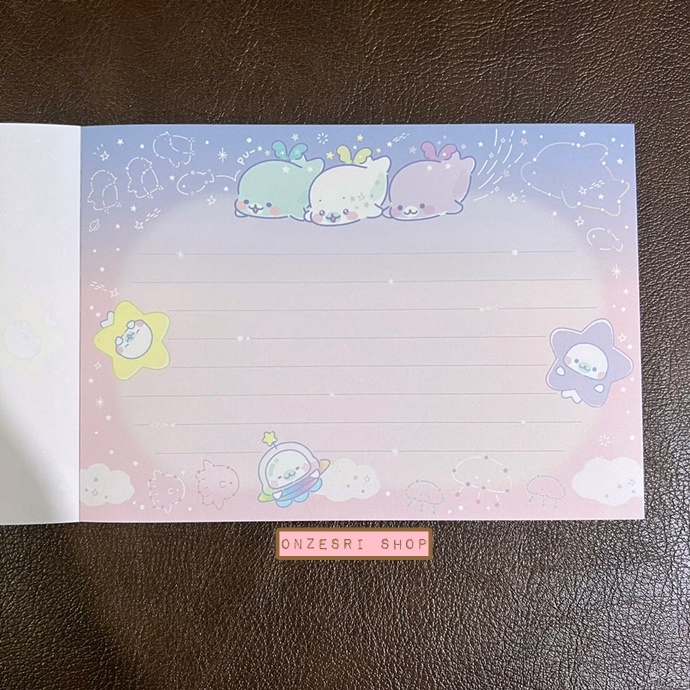 สมุดฉีก Mamegoma Sky Aquarium ลายสีม่วง ขนาด 14.8 x 10.5 ซม. มี 4 ลาย รวม 100 แผ่น