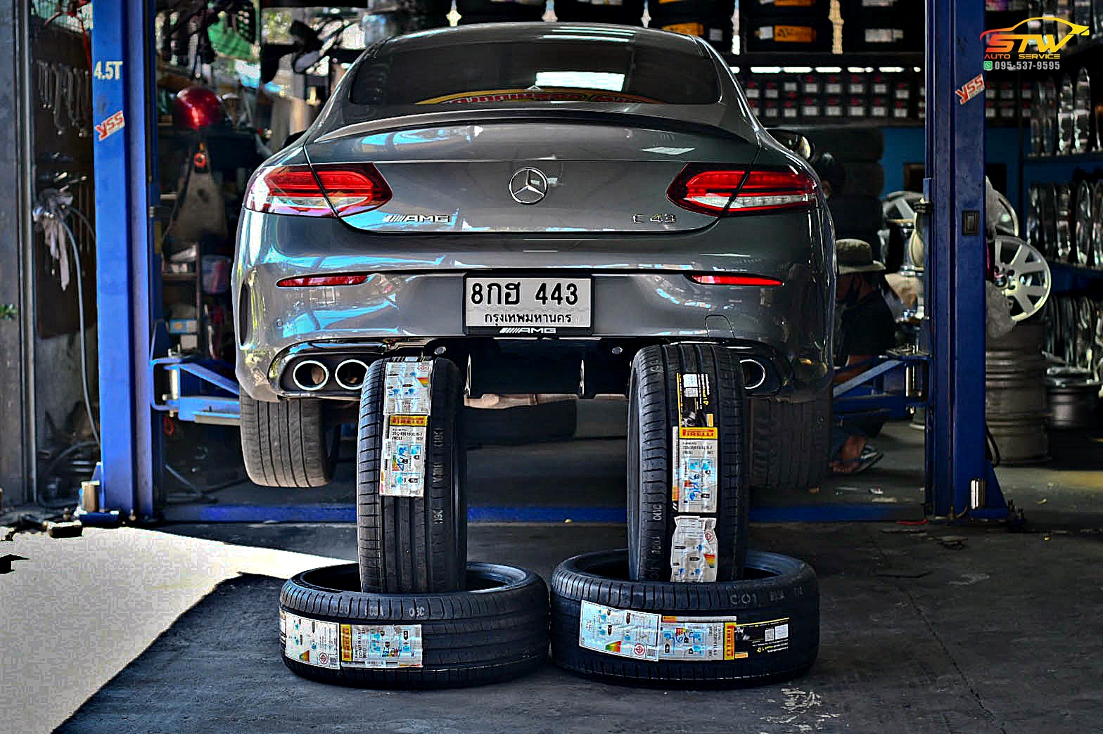 ยางใหม่ PIRELLI P ZERO PZ4 Runflat 225/40R19 93Y 255/35R19 96Y ติดตั้งใส่ W205