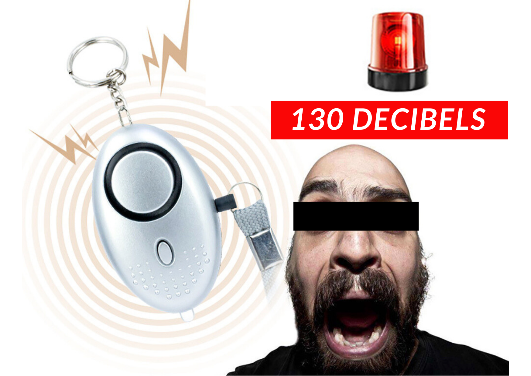 DCE Personal Alarm พวงกุญแจ SOS ขอความช่วยเหลือฉุกเฉิน 130 DB พร้อมไฟฉาย พวงกุญแจป้องกันตัว พวงกุญแจเตือนภัยฉุกเฉิน