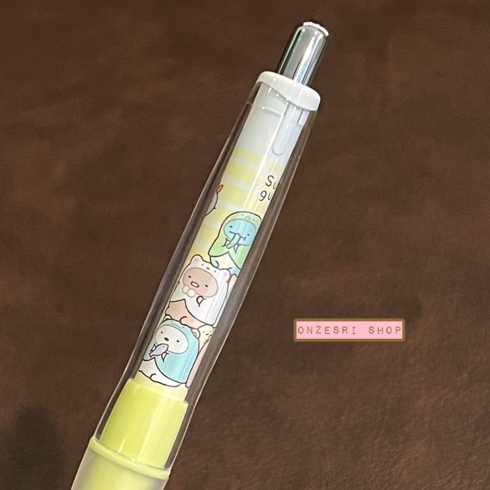 ดินสอกดเขย่าไส้ Dr.Grip ลาย Sumikko Gurashi สลับชุดกันใส่ สีเหลืองลายทาง หัว 0.5 ตรงที่จับเป็นลายน่ารัก