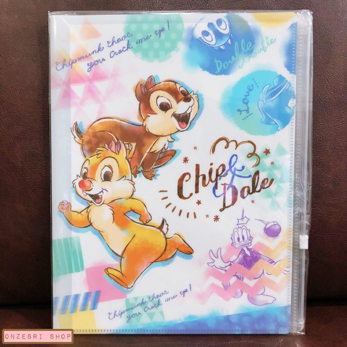 แฟ้ม A4 ลาย Chip & Dale (Pastel) แยกใส่เอกสารได้ 6 ช่อง + 1 ช่องซิปด้านหลัง