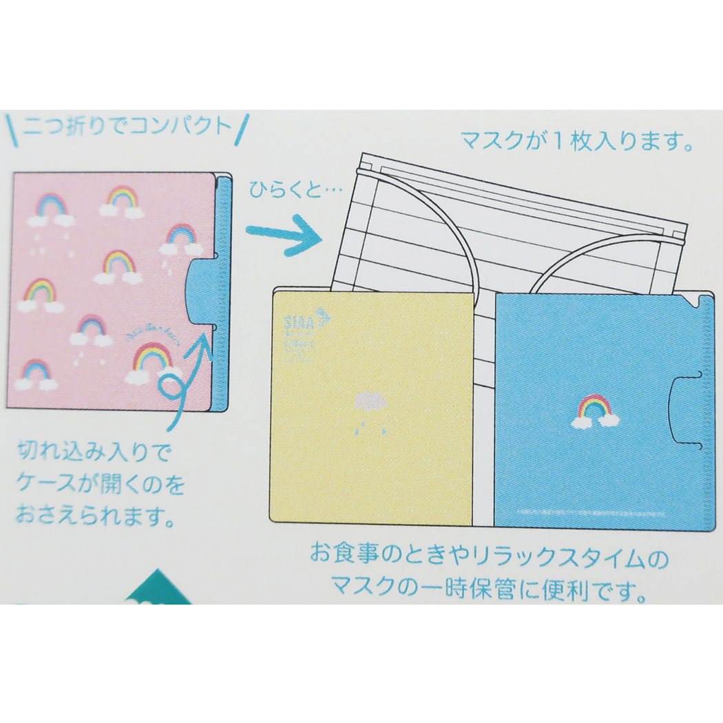 Petit Bonheur Mask Case & Card from Japan การ์ดพร้อมซองพลาสติกใส่มาสก์ แบบ Rainbow สีชมพู มาพร้อมซอง ใช้เป็นของขวัญได้ ขนาดการ์ด 12 x 9 ซม. / ขนาดซองใส่มาสก์ 20.5 x 11 ซม. (วัดแบบกางออก)
